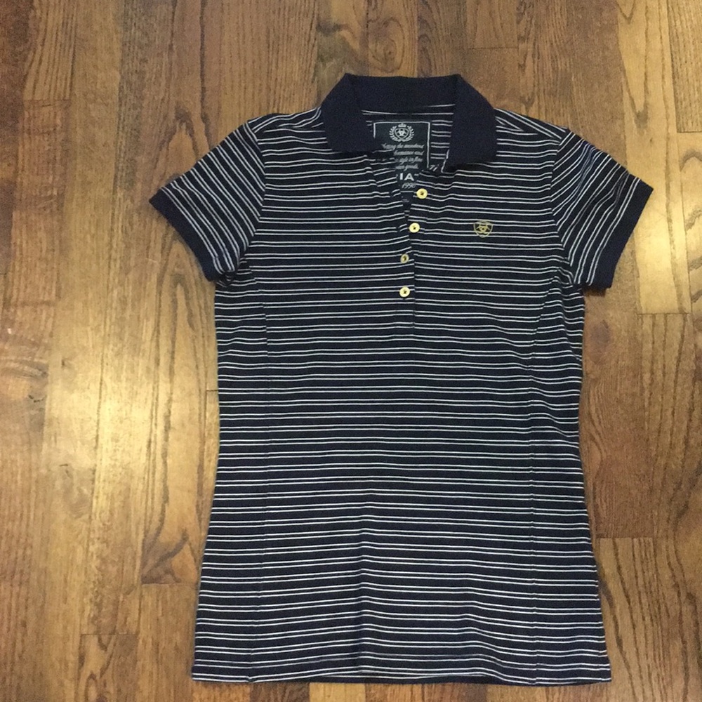 Ariat. Small. Navy and white polo.